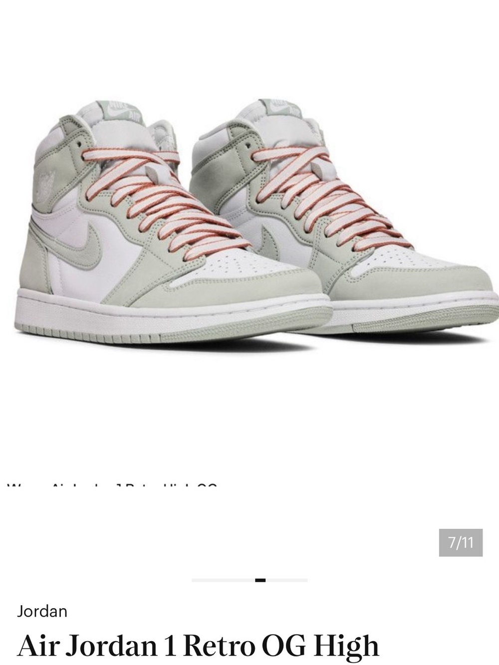 Nike Air Jordan 1 High Top - Light Gray/White with Pink Laces